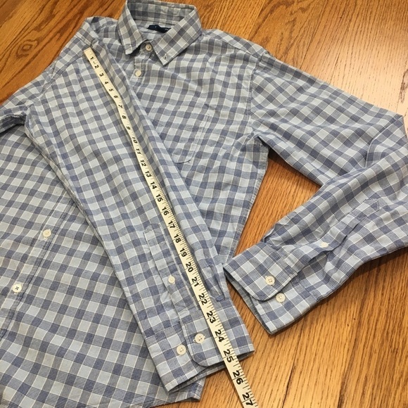 Bowery & Broome Cotton Blue Plaid Long Sleeve Button Down Shirt - Picture 8 of 13